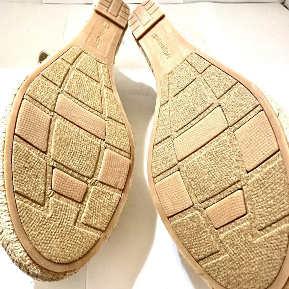 Naturalizer Bina Slingback Espadrille Beige Canvas Wedge Sandals Women's Sz 8 M